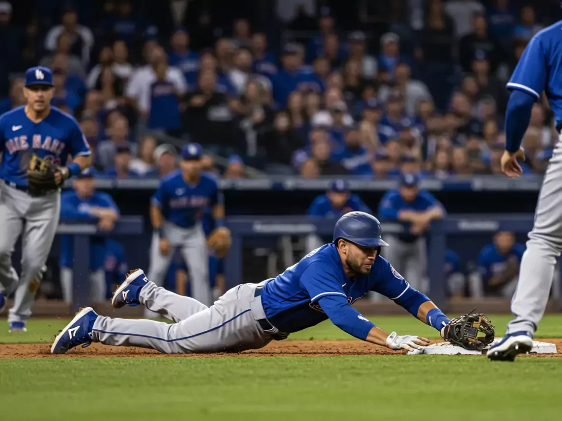 Action shot of MLB game