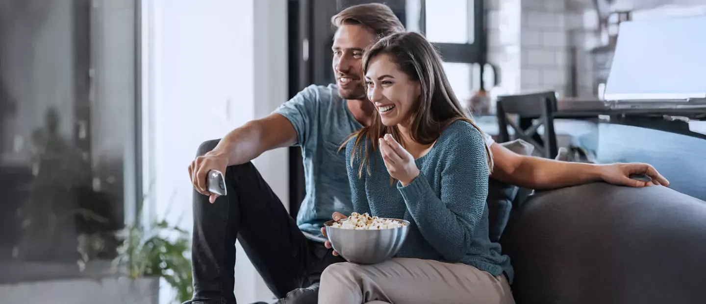 Couple having a movie night.