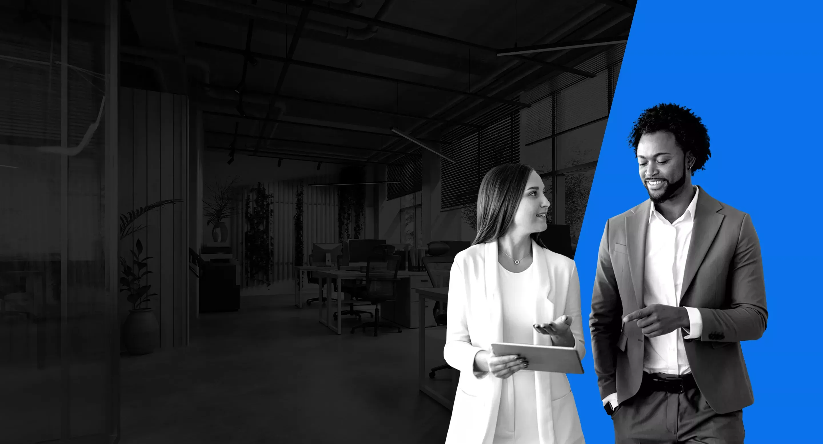 woman and man talking together