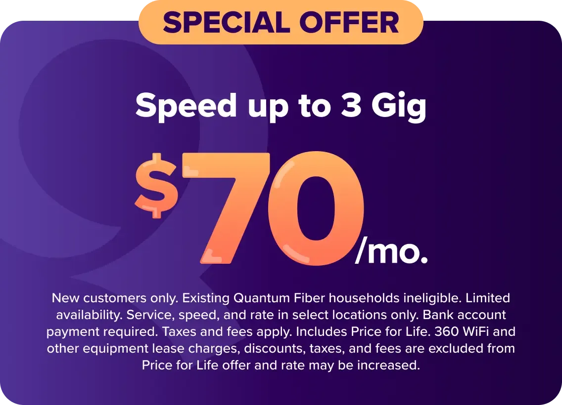 Speeds up to 3 Gigs for $70 a month