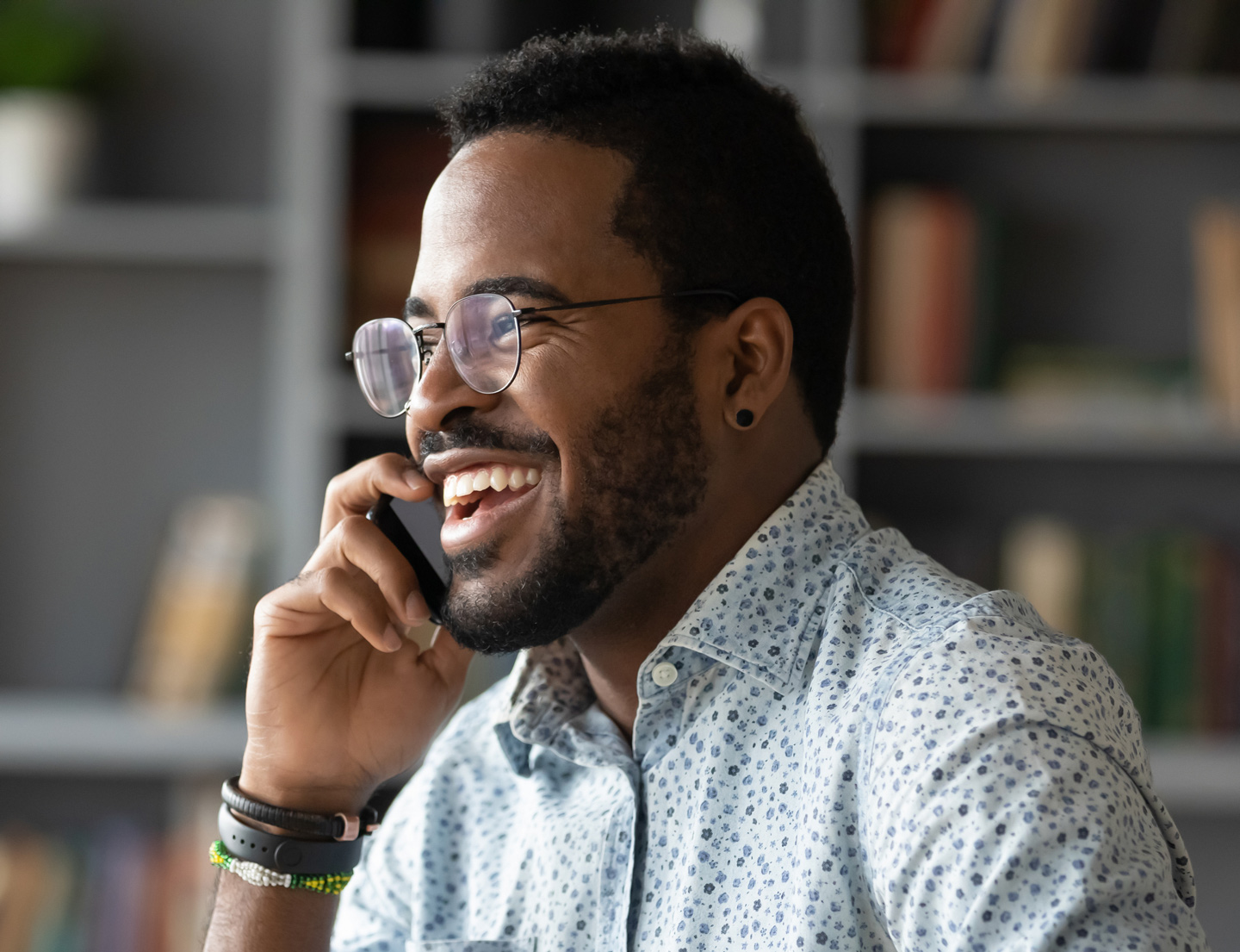 Man on phone at home