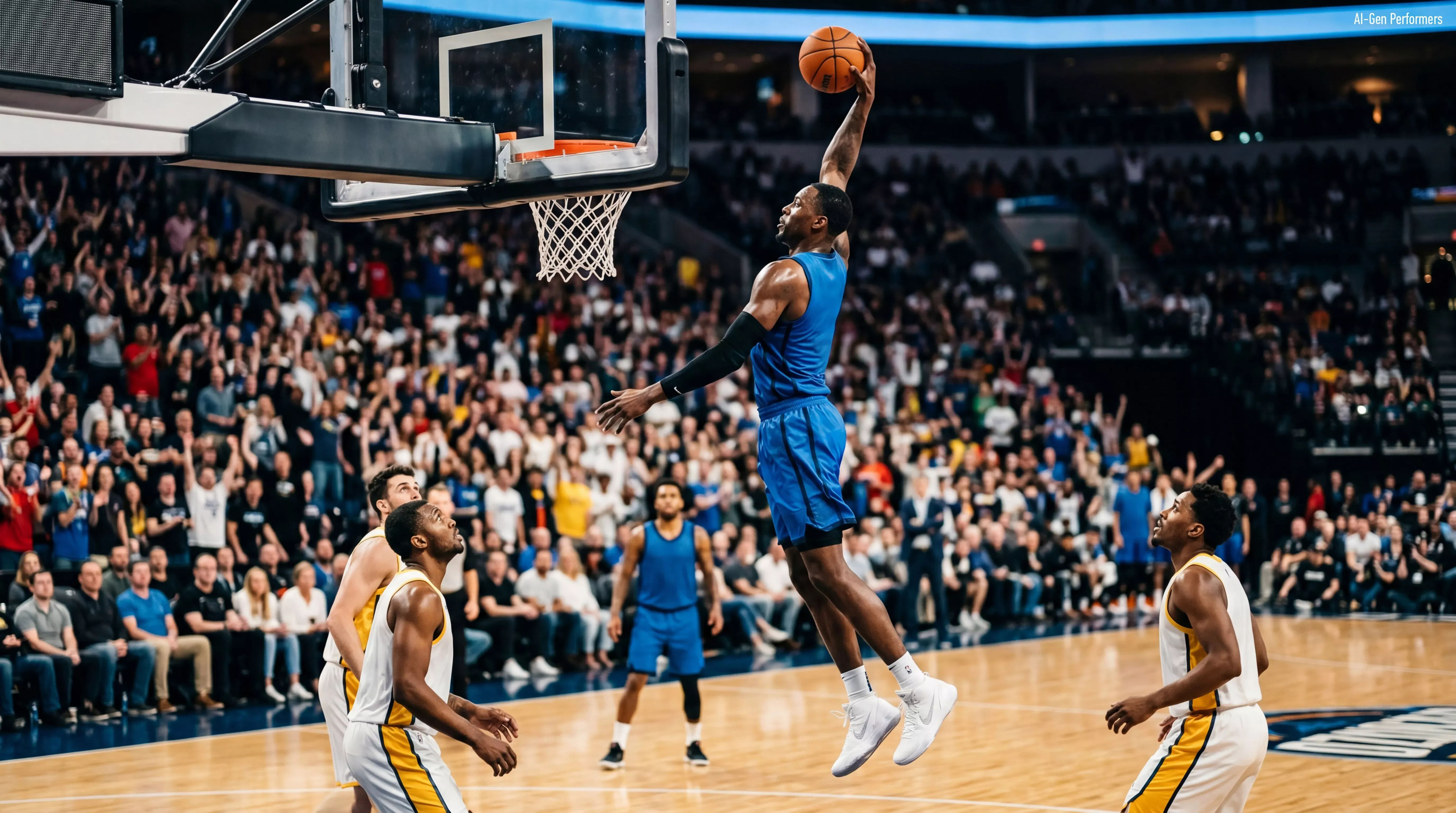 Professional basketball game action shot