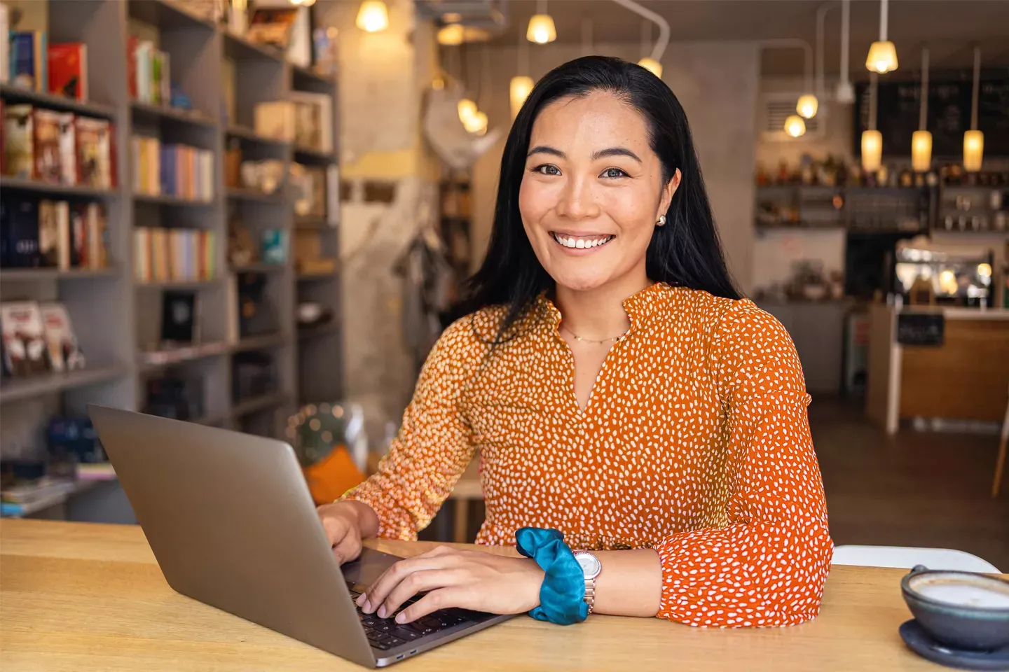 Woman using internet