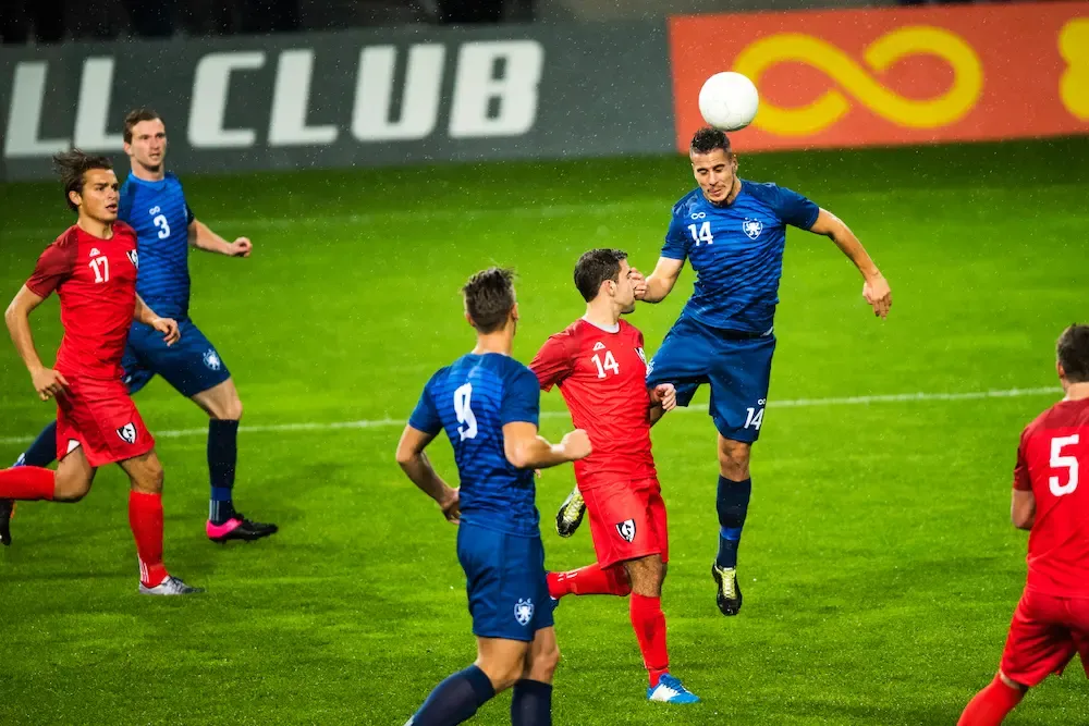 Soccer game red vs blue team