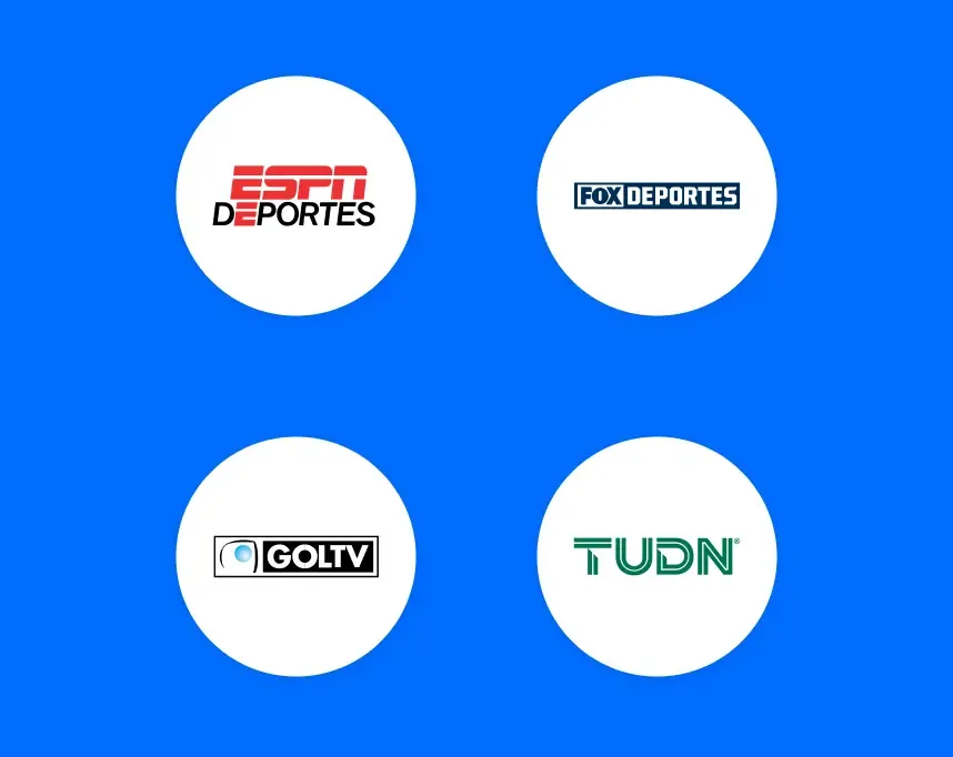 espn, deportes, fox deportes, goltv, and TUDN logos