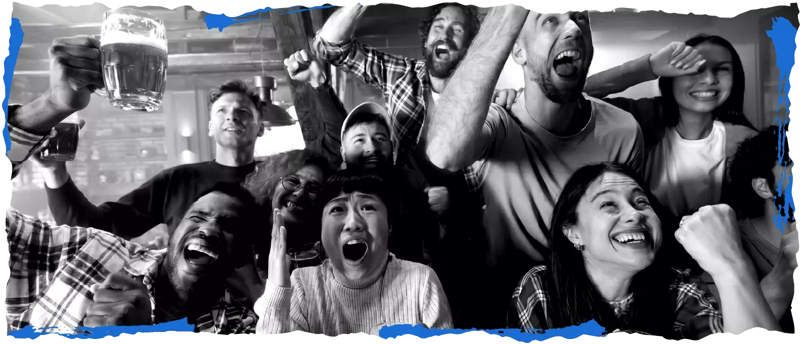 Cheering fans watching MMA at a sports Bar