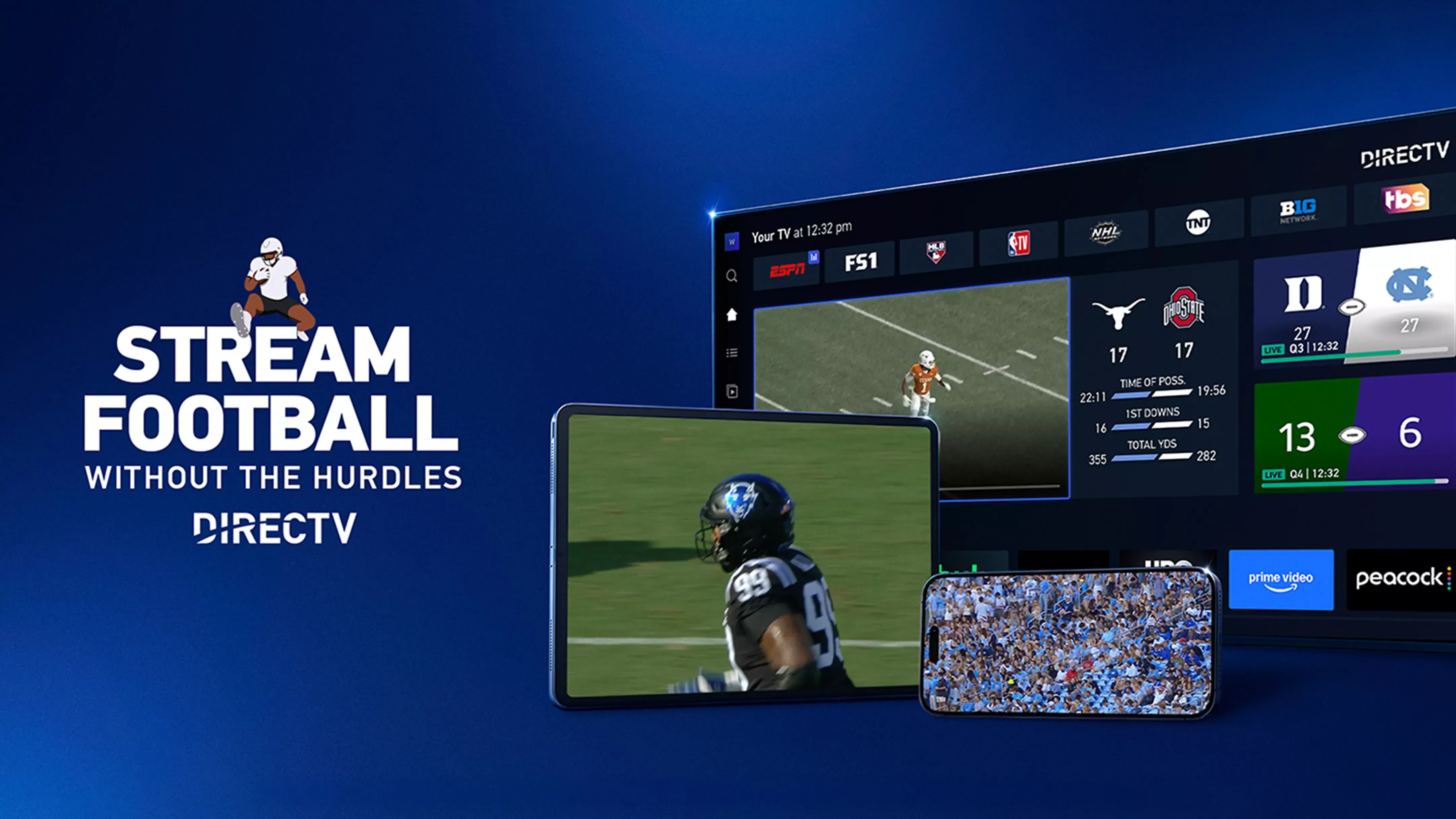 Stream Football without the Hurdles DirecTV football playing on multiple devices