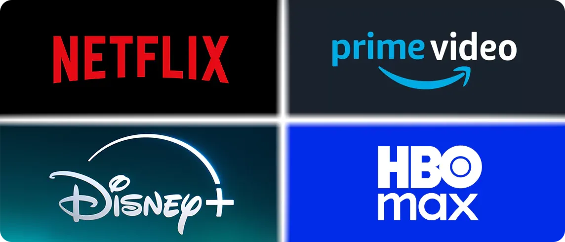 Streaming apps Netflix, Prime Video, Disney plus, Max