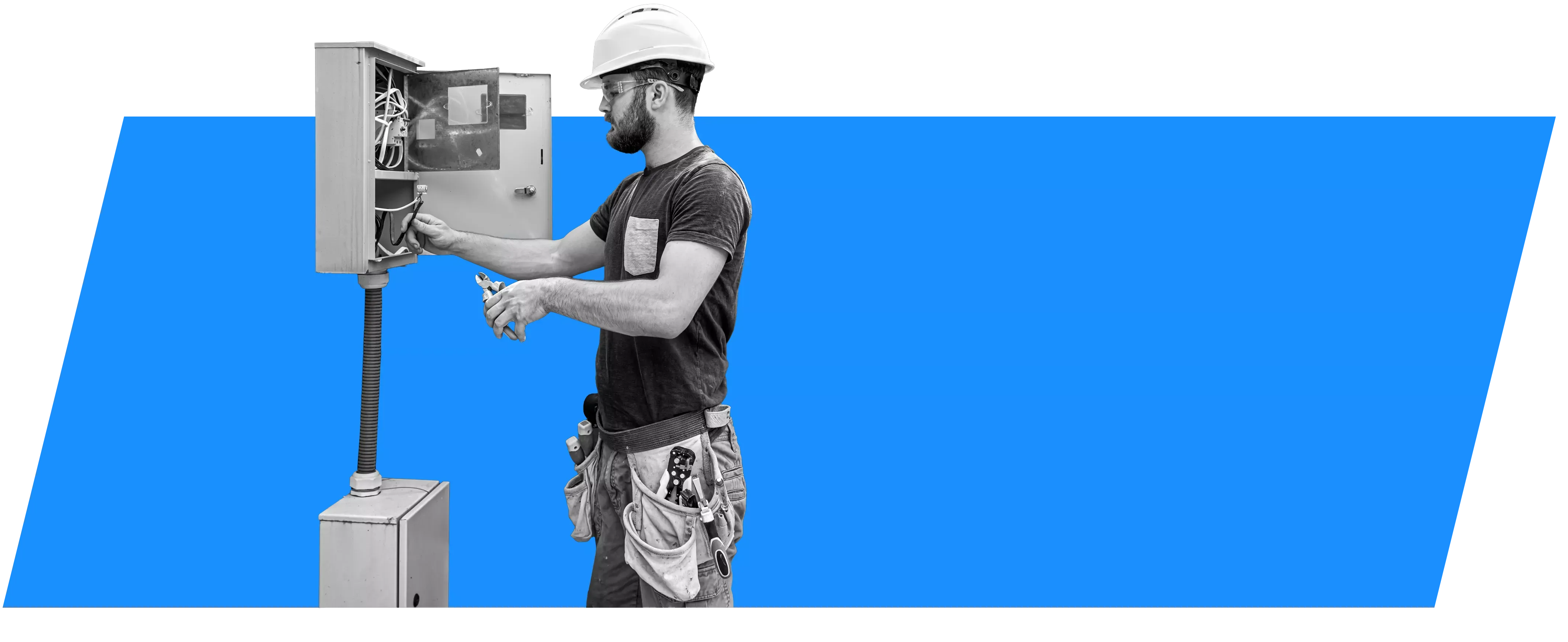 network systems technician working on a line