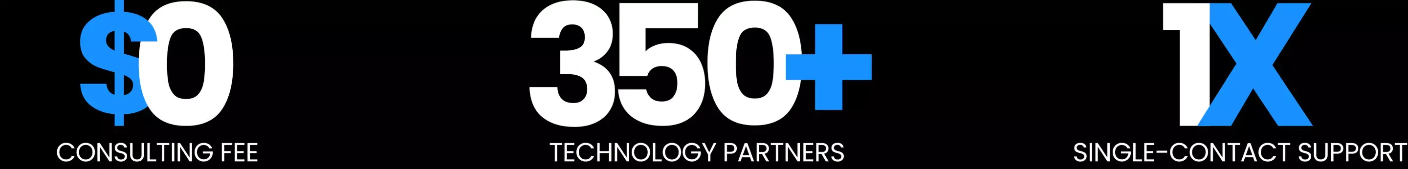 $0 Consulting fee, 350+ Technology partners, 1X Single-contact support