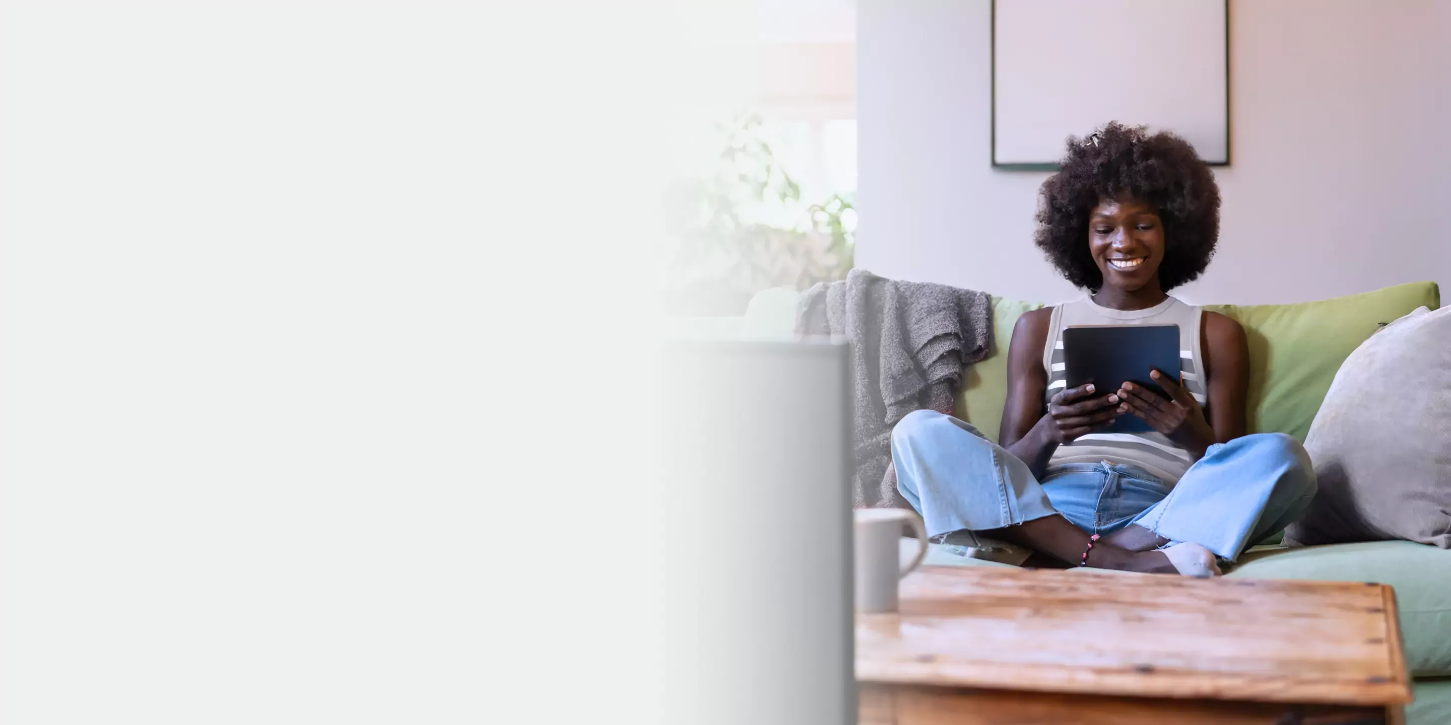 Woman using internet and watching tv