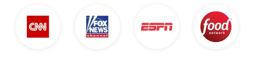 CNN, Fox News. ESPN, and Food Network logos