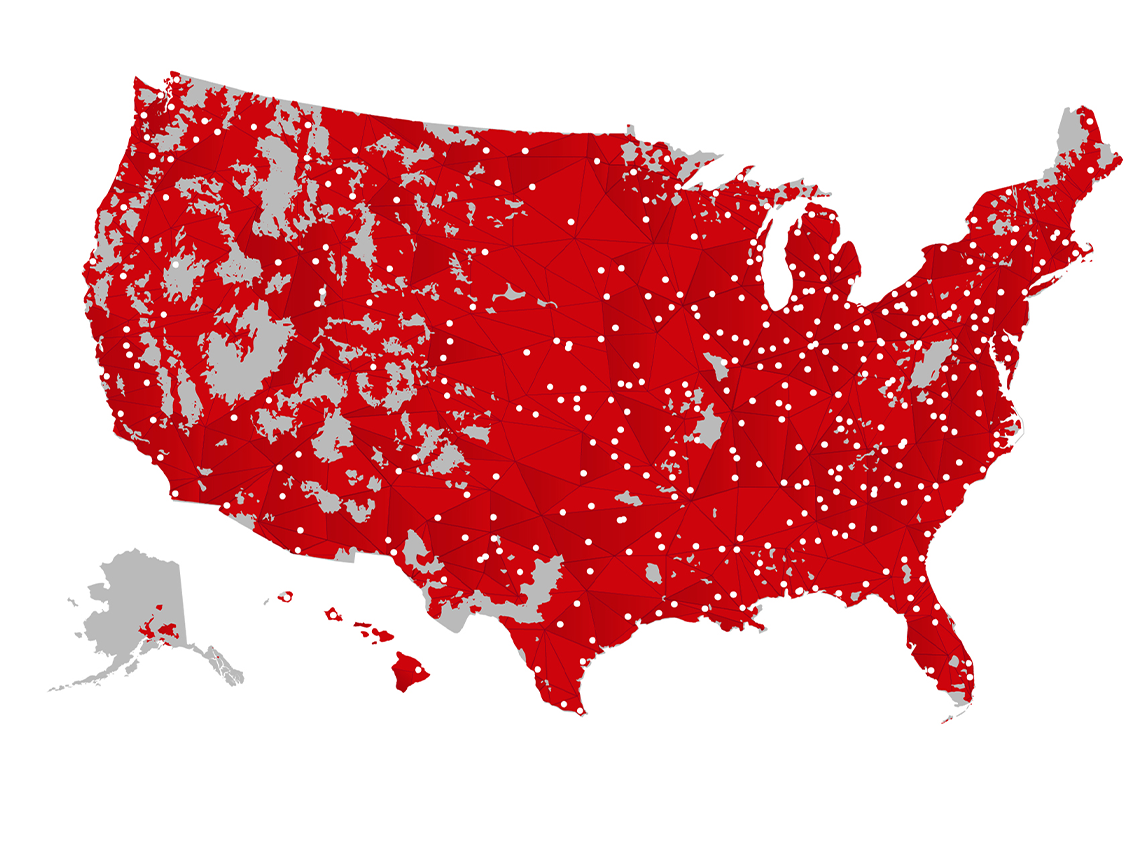 Verizon Wireless coverage in the US