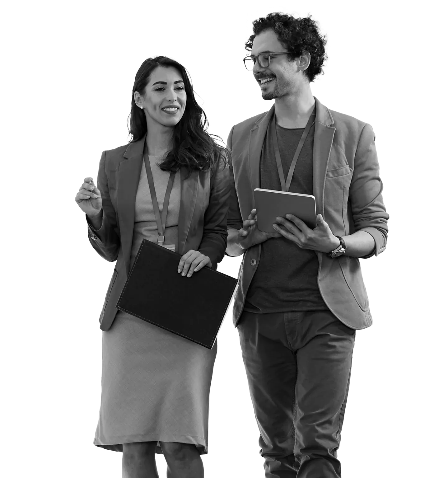 business colleagues walking together and talking