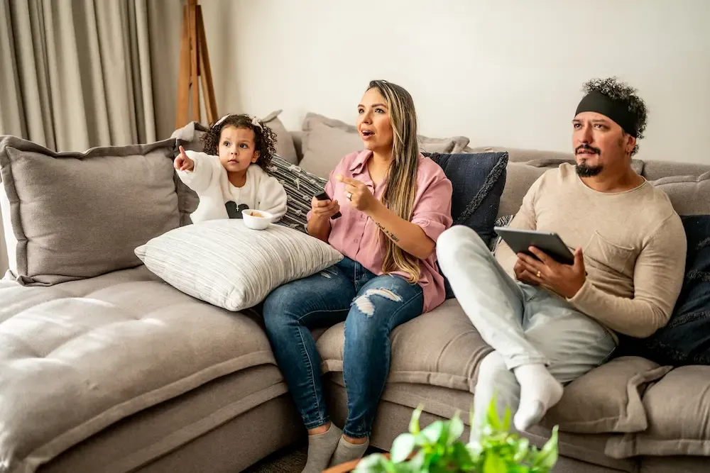 Family watching and ipad