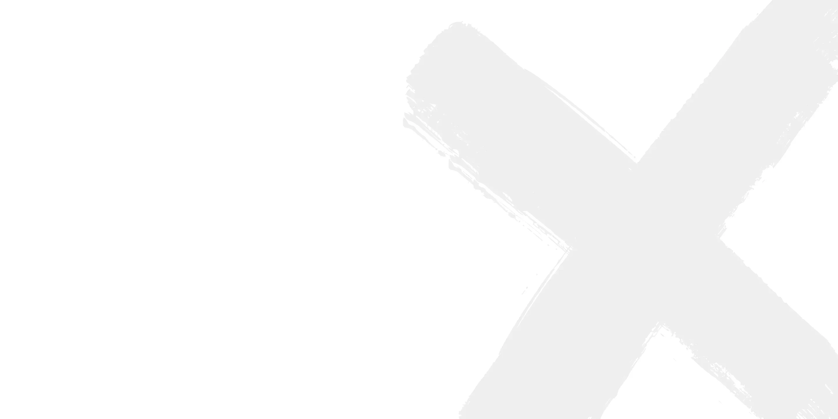 white background with a painted gray 'x'