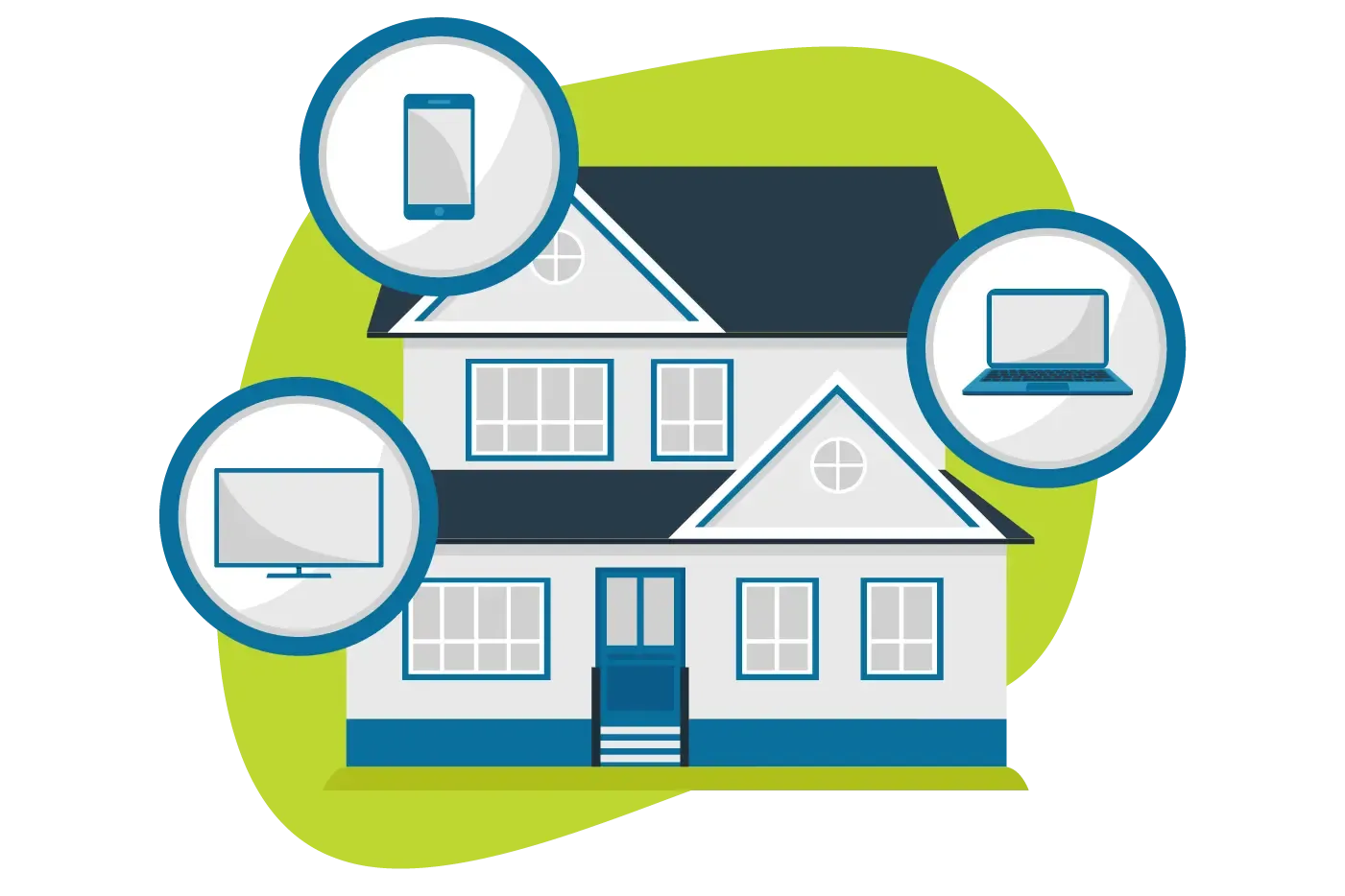 Illustration of house with multiple smart devices