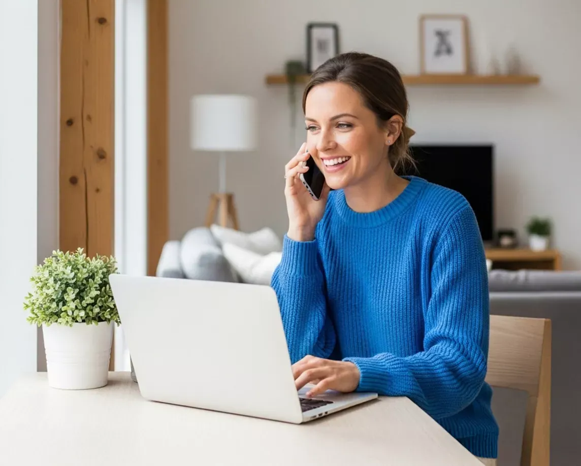 Woman gets tech support for laptop