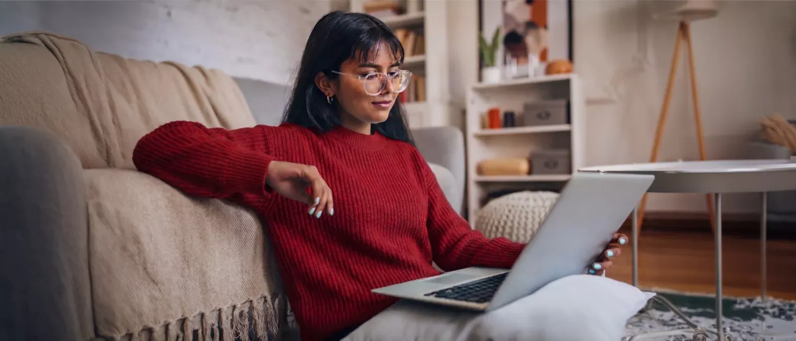 Woman feeling confident and secure as she uses her internet with a VPN.