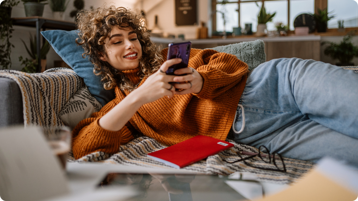 Woman using app on phone