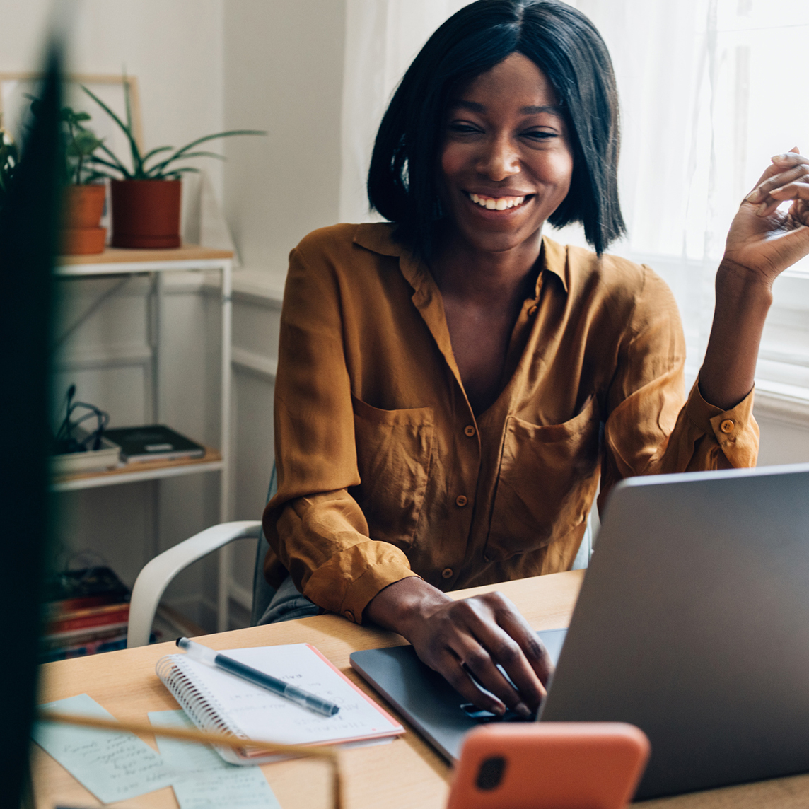 woman working from home on laptop