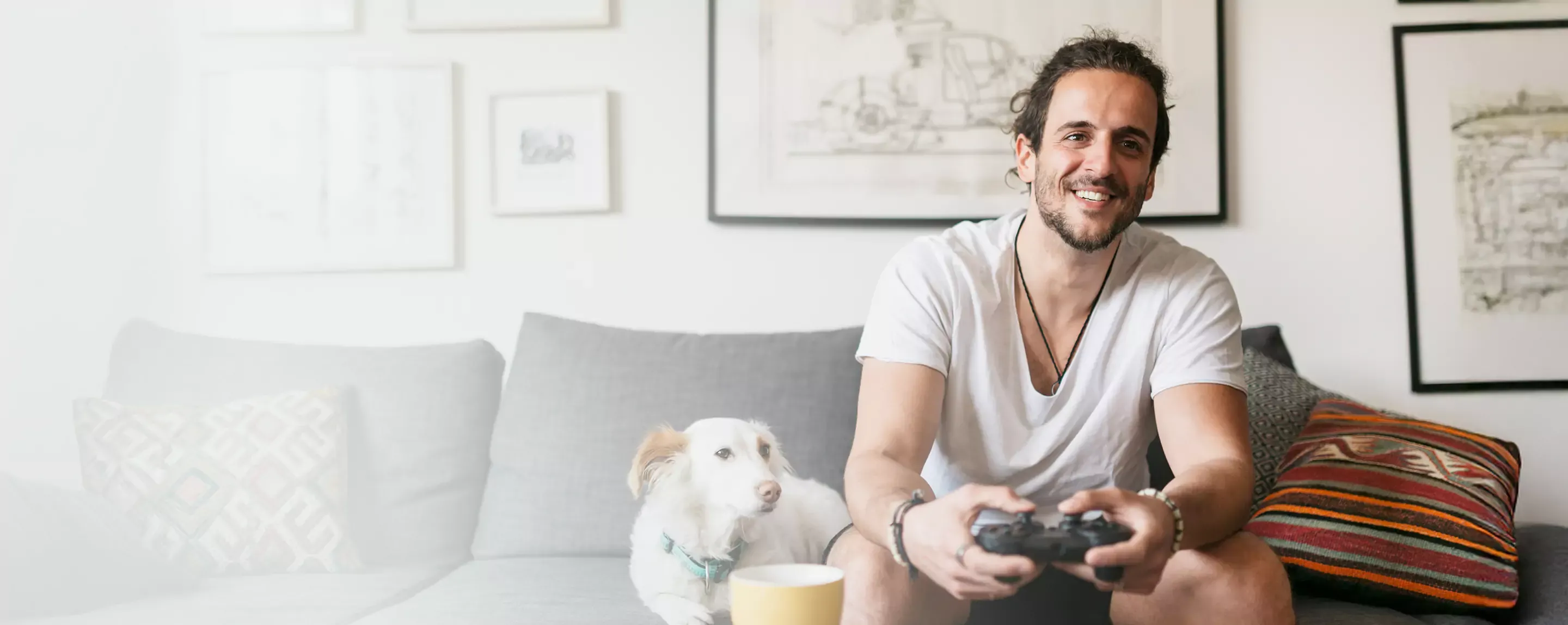young adult male playing video games