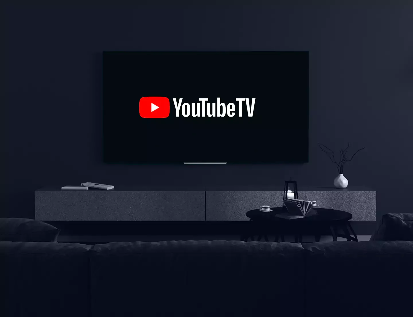 Youtube TV on a stylish living room TV
